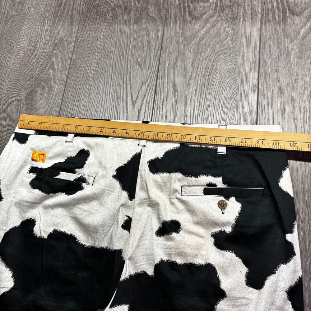 Loudmouth Mens Cow Print Golf Pants Black White 38 x 32 Cotton Spandex Stretch - Picture 8 of 10